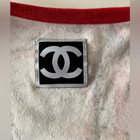 CHANEL 2009 Lagerfeld velvet patchwork print cardigan black red white. Sz 38 - Picture 7 of 15